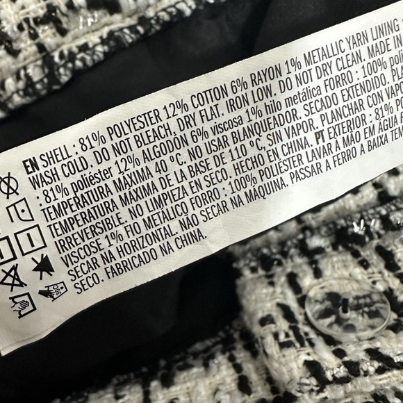 Forever 21 Womens Size M Ivory Black  Tweed Mini Skirt Lined Faux Wrap Metallic - Picture 9 of 9